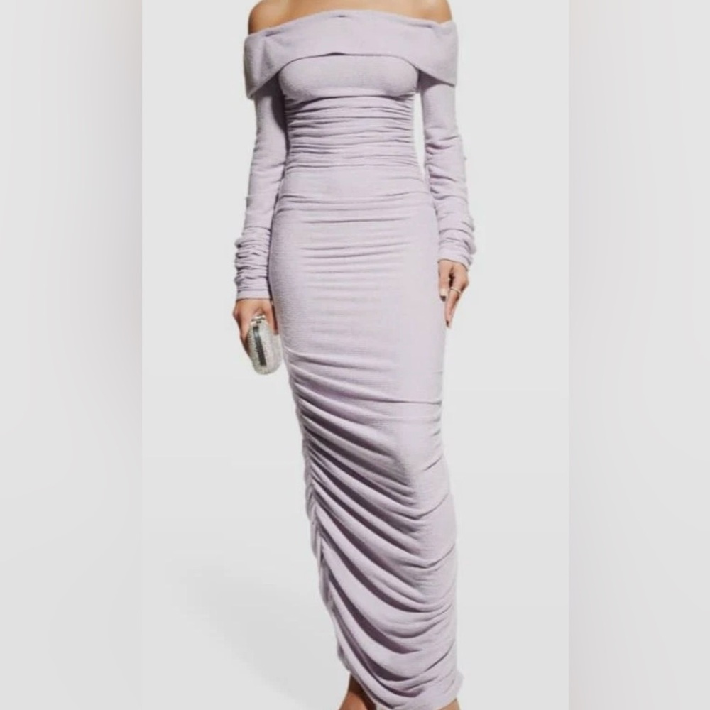 Bronx and Banco Amara Lavender Ruched Maxi Dress